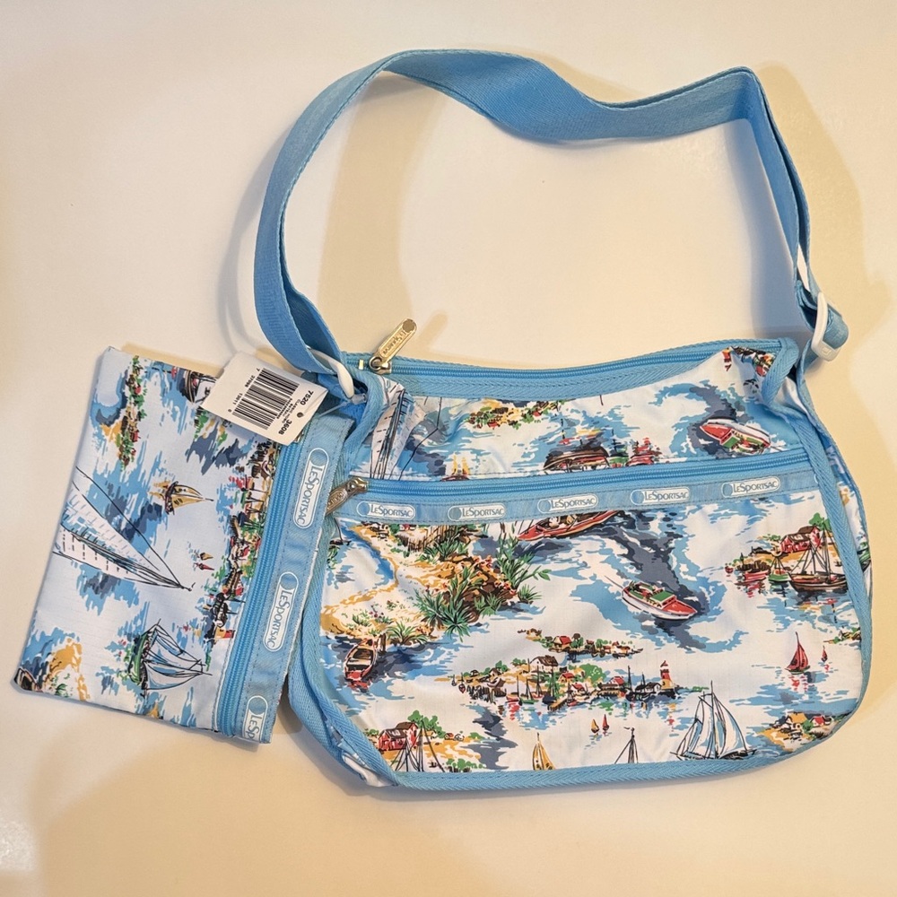 LeSportsac Classic Hobo with Cosmetic bag Shoulder Sailboat Nautical Purse